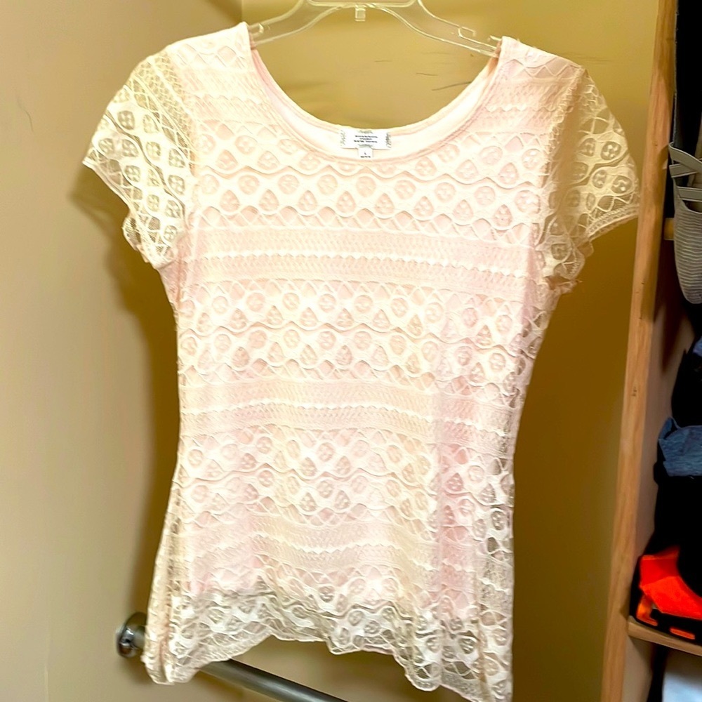 Pink lace blouse, size L
